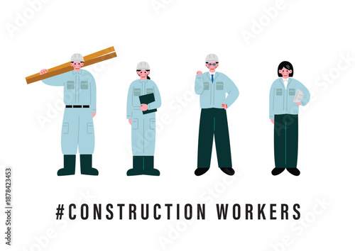 建設業で働く男女のイラスト