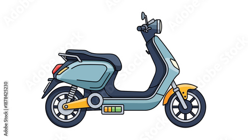 Modern electric scooter illustration viewed from side with vibrant colors and sleek design on a clean background