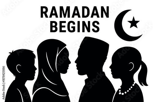 Diverse family celebrating Ramadan together with traditional attire