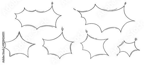 Hand drawn comic speech bubble with manga dialogue and onomatopoeia box. This comic style speech underline adds energy to manga layouts.