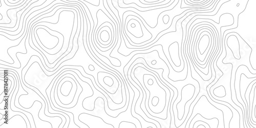 Geography landscape Topo contour map on white background, Topographic contour lines. Seamless pattern with lines Topographic map. Geographic mountain relief diagram line wave carve pattern. 