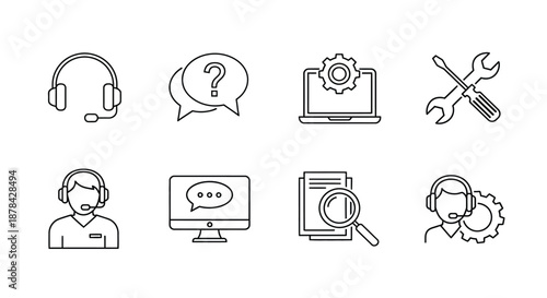 Customer support and technical assistance icons
