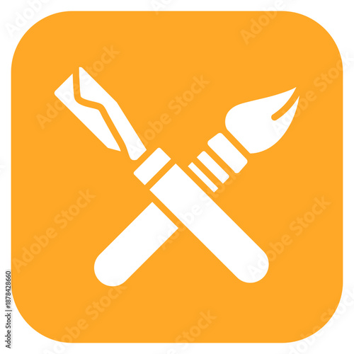 Chisel and Brush icon vector image. Can be used for Archeology.