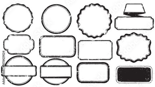 Set of twelve geometric and abstract decorative outline frames isolated