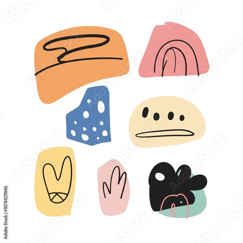 Abstract Organic Shapes and Hand Drawn Scribbles Set