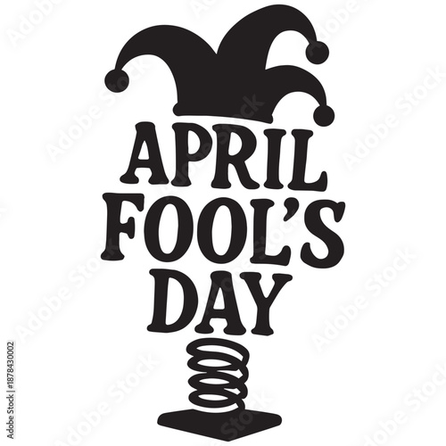 April Fool's Day playful jester hat and spring graphic