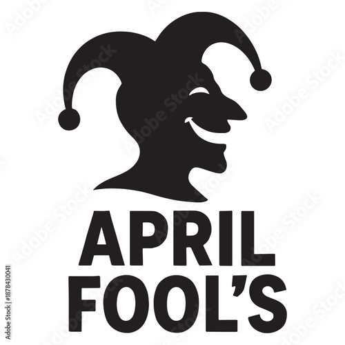 Playful April Fool's Day jester silhouette with cheerful smile