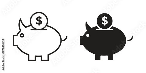 Piggy bank icons collection vector design illustration isolated. EPS10
