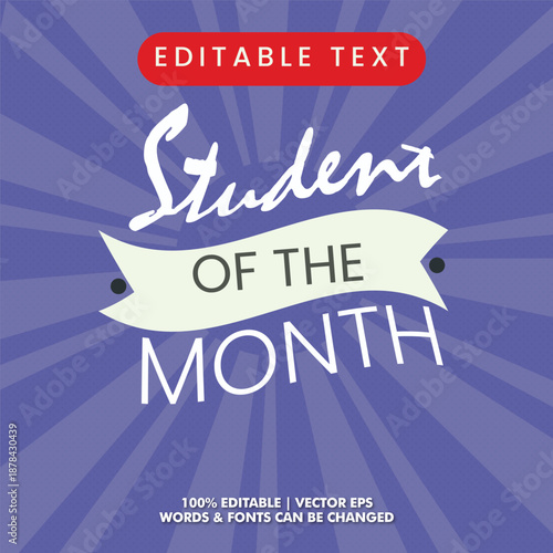 Student of the Month Award Badge Template with Retro Sunburst Background and Editable Text