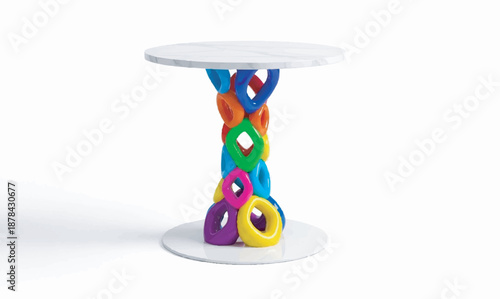 Colorful abstract table with interlocking design