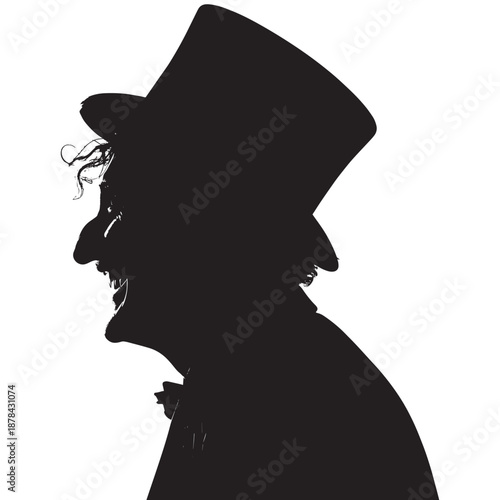 Elegant man in top hat smiling in profile
