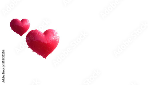 Two Red Watercolor Hearts Isolated.