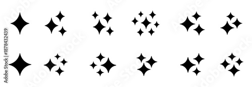 Twinkling Stars and Sparkles Icons Set for Shining Light Effects