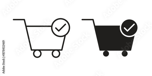Shopping cart check icons collection vector design illustration isolated. EPS10