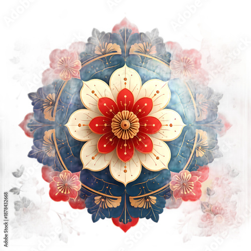 Vibrant Floral Mandala Design Element.