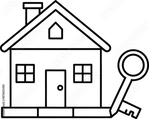 house with a key  property ownership symbol
