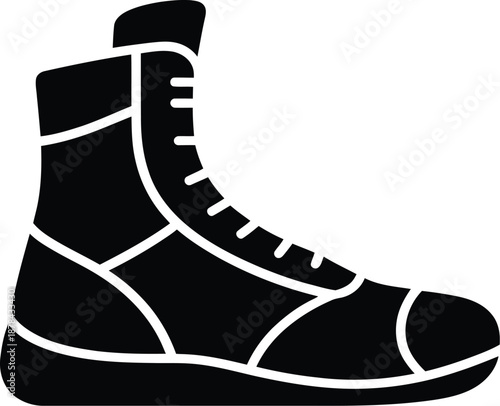 Black Vector Boxing Boot Icon on White Background