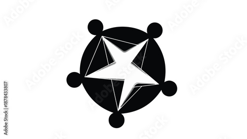 Abstract geometric symbol representing connection and unity with a central star element.