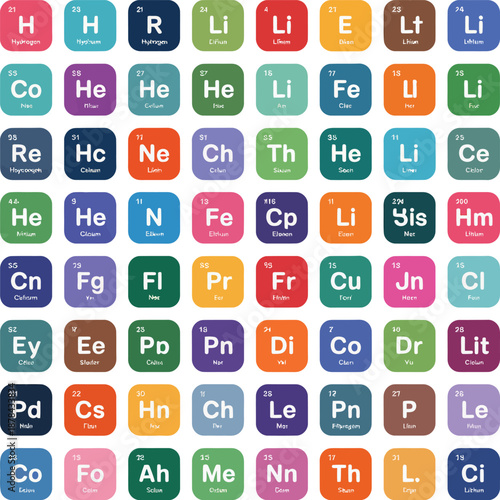 Periodic Table Elements Grid Vector Illustration