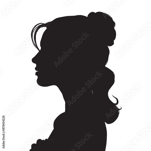 Elegant woman silhouette in profile with stylish hair