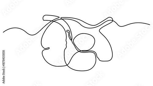 Human stomach organ one line drawing in minimalist medical outline vector illustration style. One line continuous drawing of stomach human organ icon vector. Editable stroke 