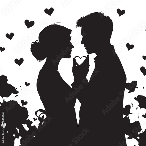 Romantic couple sharing a tender moment with heart