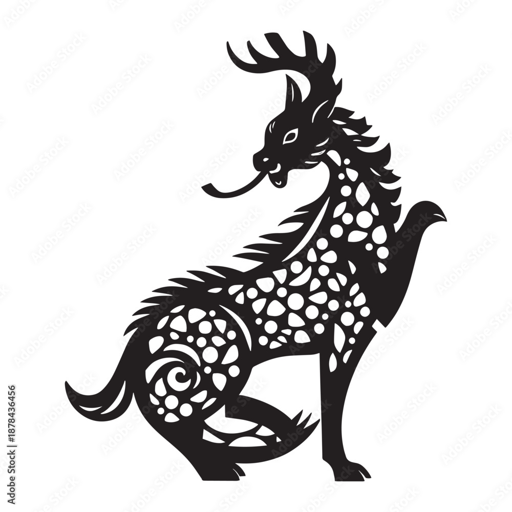 Fototapeta premium Majestic dragon with intricate design standing proudly