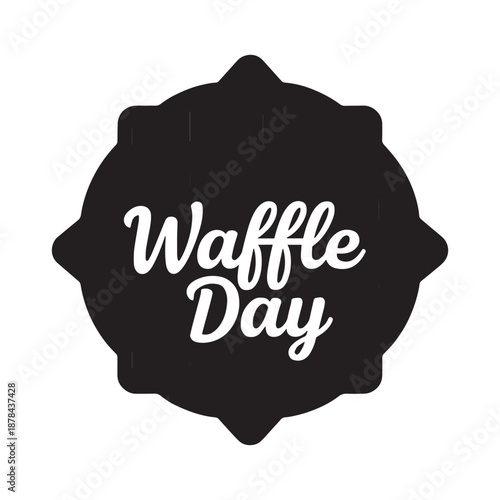Waffle Day celebration with black waffle iron and white text