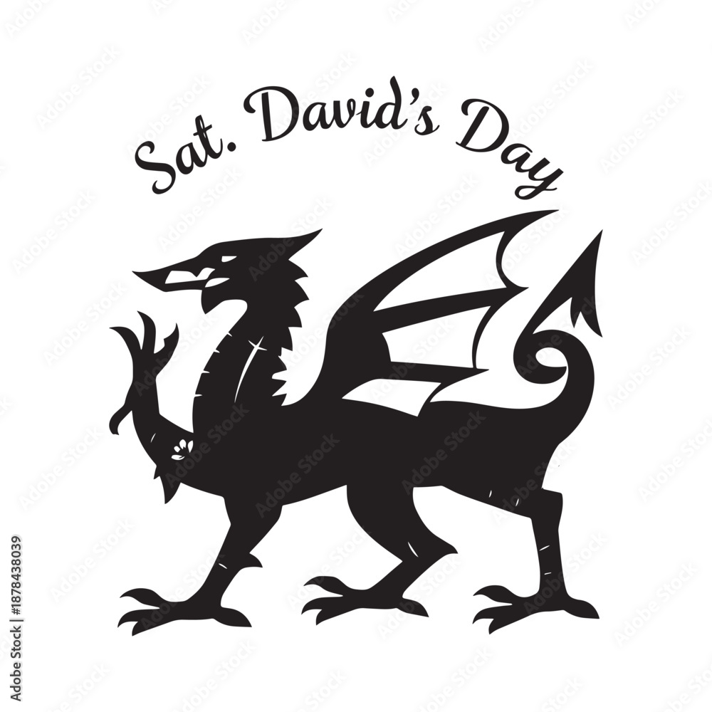 Fototapeta premium St. David's Day dragon symbol with yellow flowers on white background