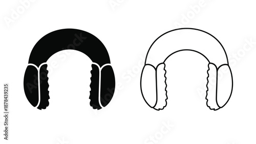 Headphones in two styles solid black and outline a striking silhouette