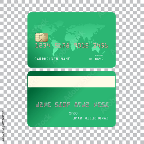 Realistic detailed 3d style different credit debit cards mockups. Vector set,editable graphic elements