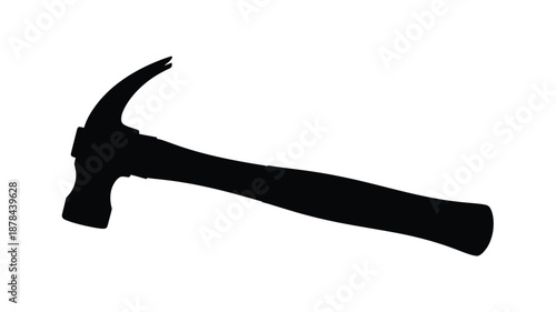 A striking black silhouette of a classic claw hammer tool silhouette
