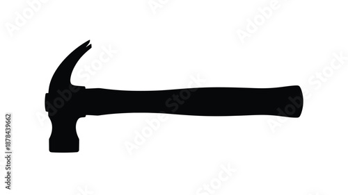 A dark isolated hammer tool illustration in a black silhouette