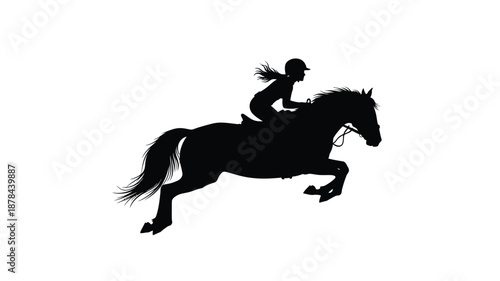 A horse and rider in motion a striking black silhouette