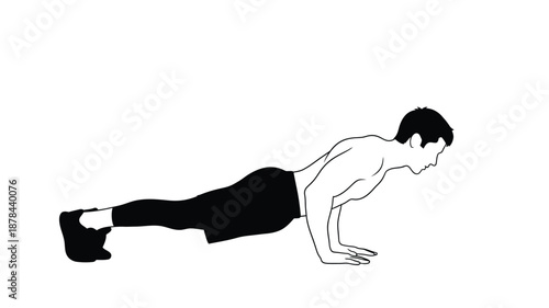 Man performing a push up exercise in a dynamic pose silhouette