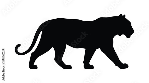 A striking black silhouette of a walking tiger powerful and majestic silhouette
