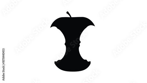 A dark silhouette of a partially eaten apple simple and stark silhouette