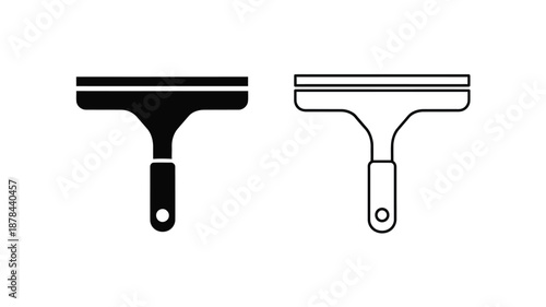 Two window squeegees one solid and one outlined a clean design silhouette