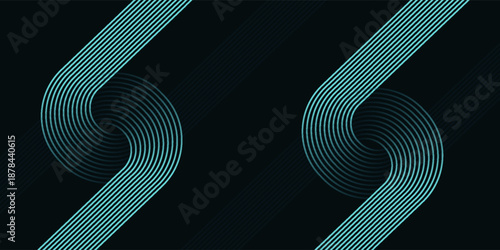Dark blue abstract background with glowing circle lines. Geometric stripe line art design. Modern shiny blue diagonal rounded lines pattern. eps 10