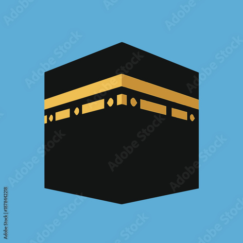 Minimalist Kaaba Mecca Illustration for Hajj or Umrah
