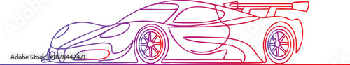 Vibrant Gradient Sports Car Outline, Modern Racing Silhouette, Aerodynamic Speed Line Art, Dynamic Supercar Contour, vector, illustration, silhouette