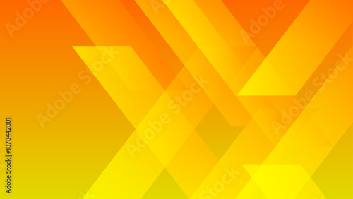 Energetic abstract pattern featuring overlapping yellow and orange trapezoids and diamond shapes with transparency