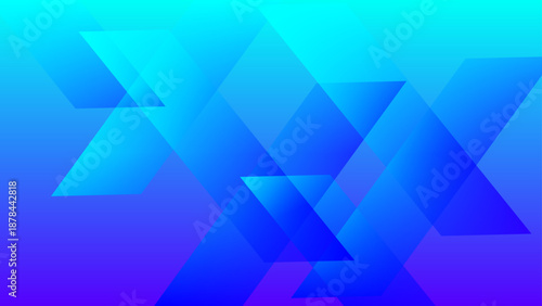 Cool blue abstract background with overlapping transparent geometric shapes and a bright cyan gradient glow