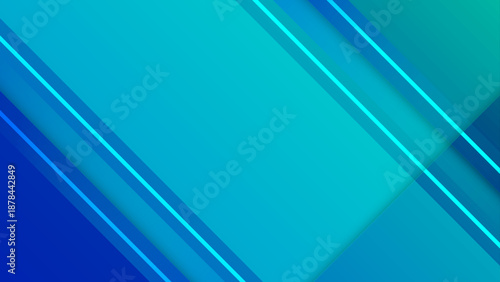 Sleek abstract background featuring diagonal lines and stripes in various shades of blue, teal, and cyan