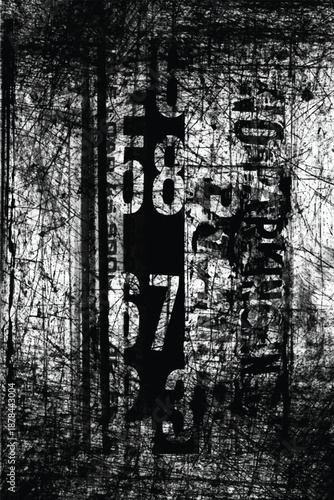 Abstract grunge lettering background. Urban cyber punk wide illustration	