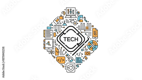 Abstract Tech Concept - Innovation, Digital, Data, Network, Science