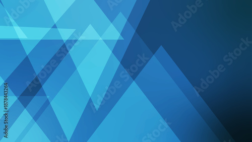 Deep blue background featuring sharp geometric triangles and light effects for a professional corporate aesthetic