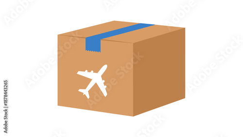 Air Cargo Box with Airplane Icon - Shipping and Logistics Concept