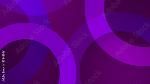 Elegant background featuring layered circular geometric shapes in various shades of violet and royal purple with subtle shadows