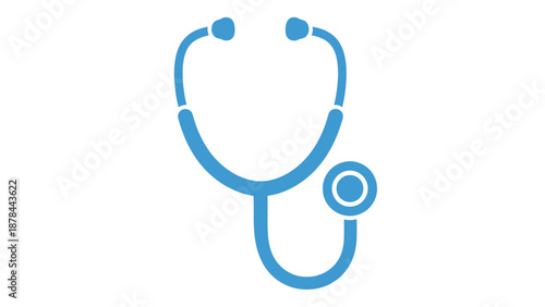 Blue Stethoscope Icon Isolated on White Background, Medical Symbol